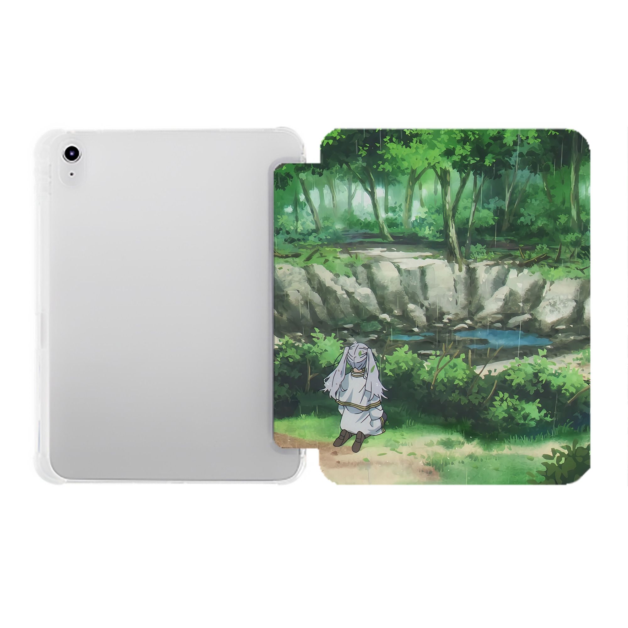 （画像用） 葬送のフリーレン Frieren IPad ケース ペン収納付き 三つ折りスタンド PUレザー×シリコン 対応機種9.5/10.5/10.9インチ